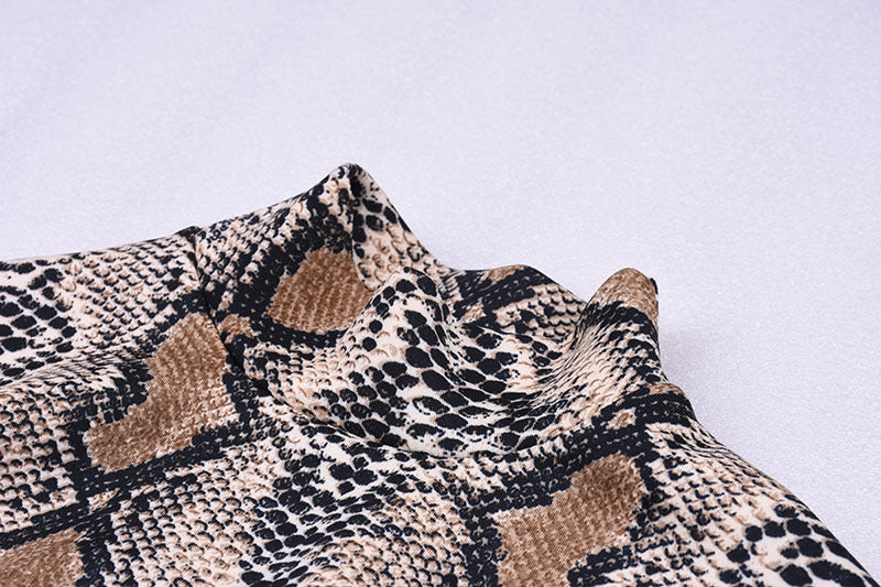 Snake print sexy women winter dress elegant Turtleneck long sleeve bodycon dress Evening club short party dress
