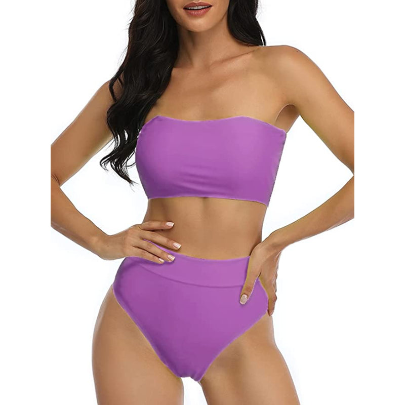 Bandeau Bikini Set Swimsuits With Shoulder Strap