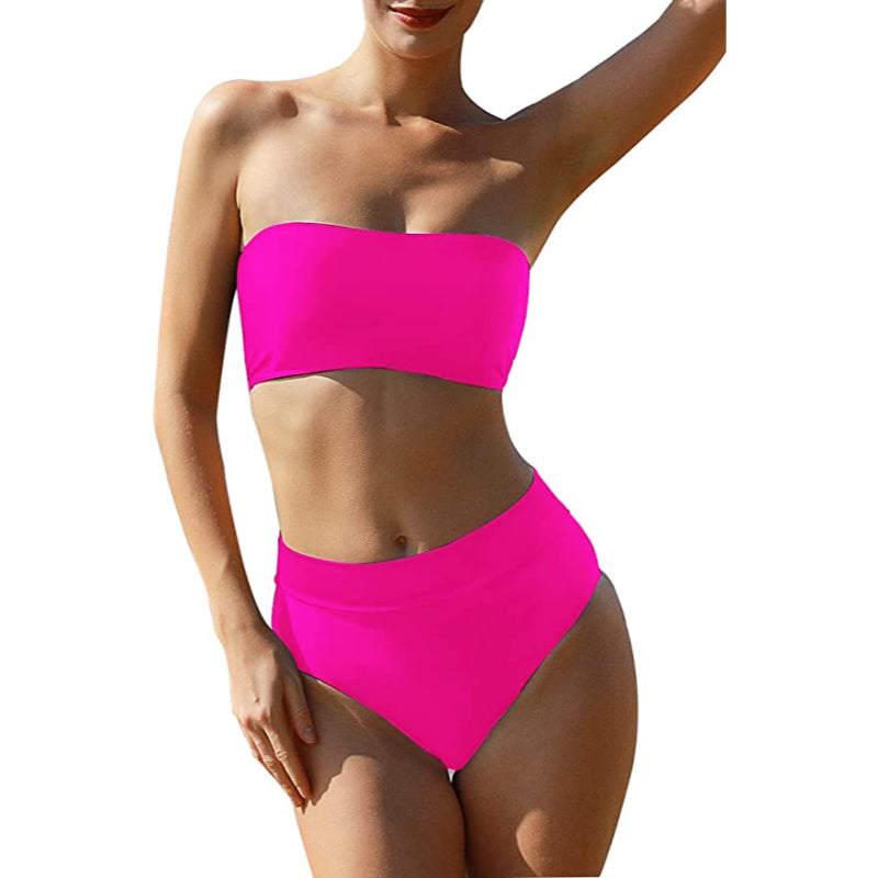 Bandeau Bikini Set Swimsuits With Shoulder Strap