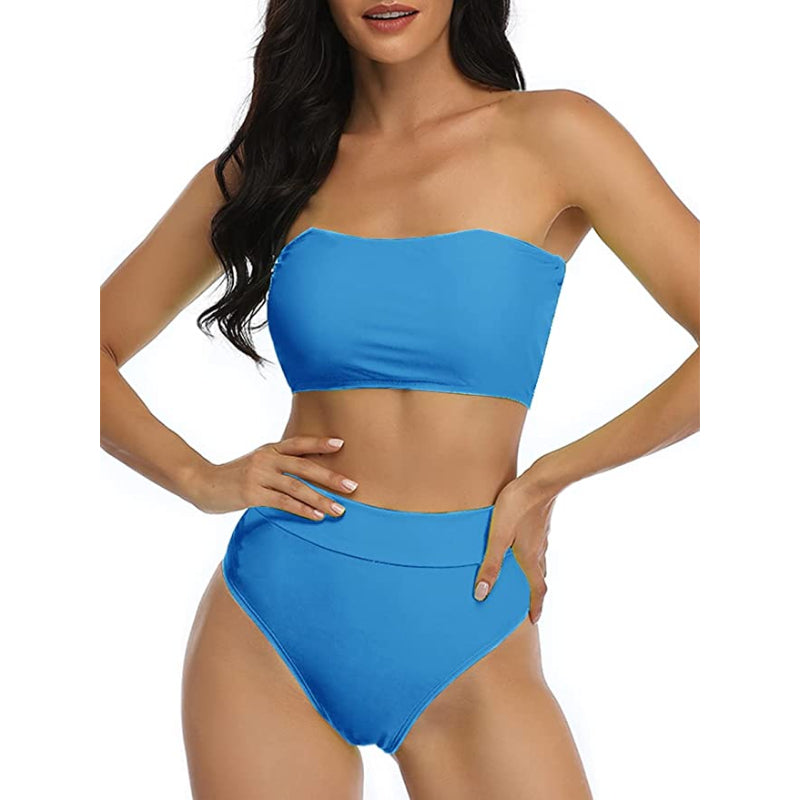 Bandeau Bikini Set Swimsuits With Shoulder Strap