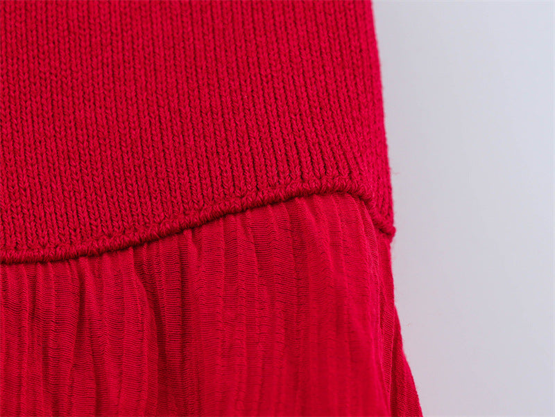 Simple temperament knitted sleeveless long dress