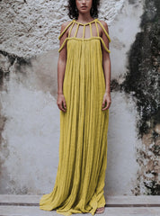Leisure drawstring multi-color dress for vacation loose fitting dress