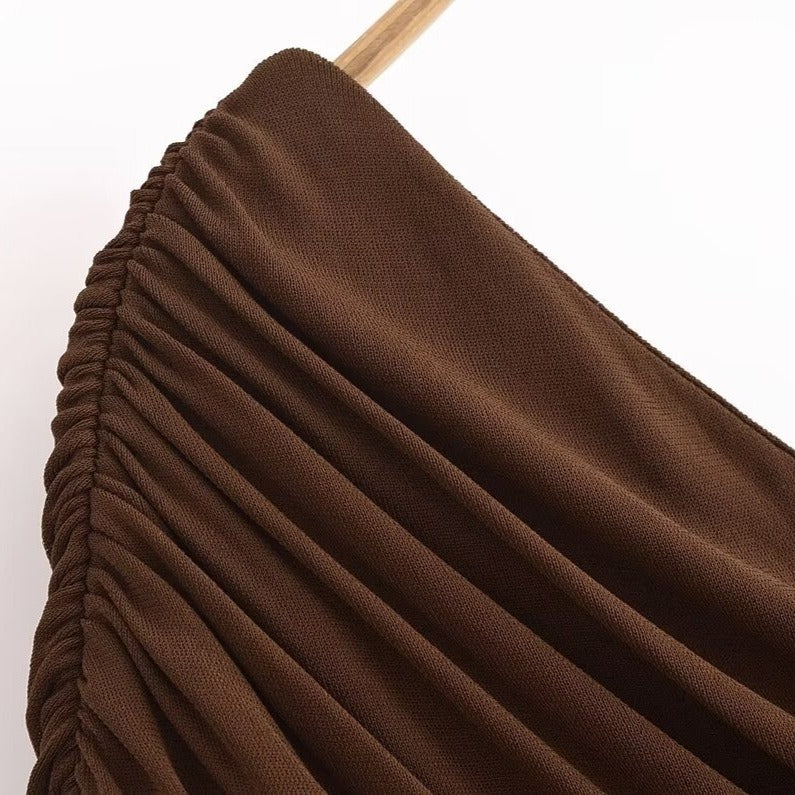 pleated decorative slim asymmetric dress
