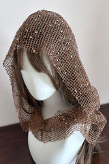 Pebble Decor Fishnet Shawl Hooded Hat