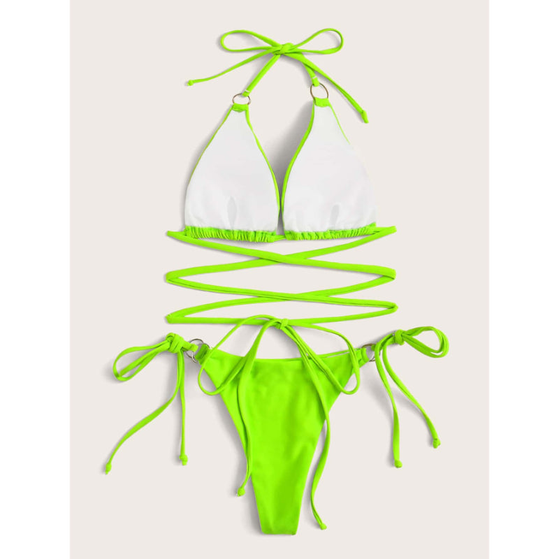 Conjunto de bikini cruzado para mujer