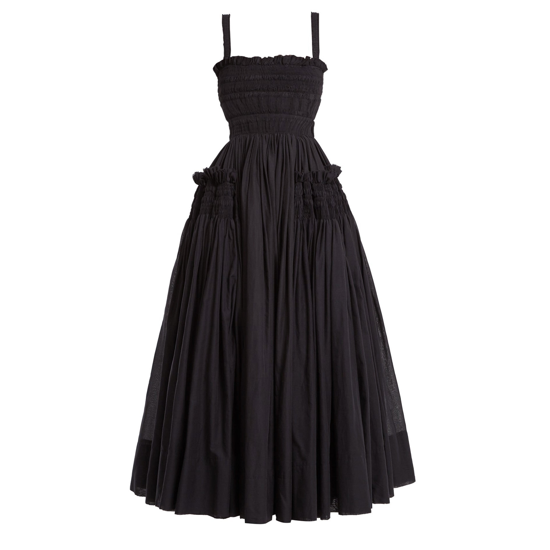 French retro white camisole backless pleated skirt with cinched waist and long style slimming dress