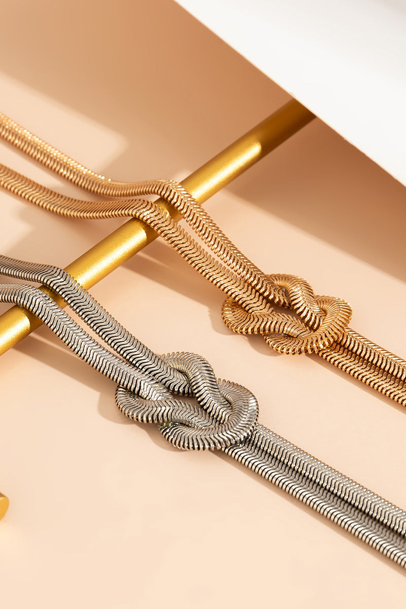 Alloy Twisted Knotted Chain Long Necklace