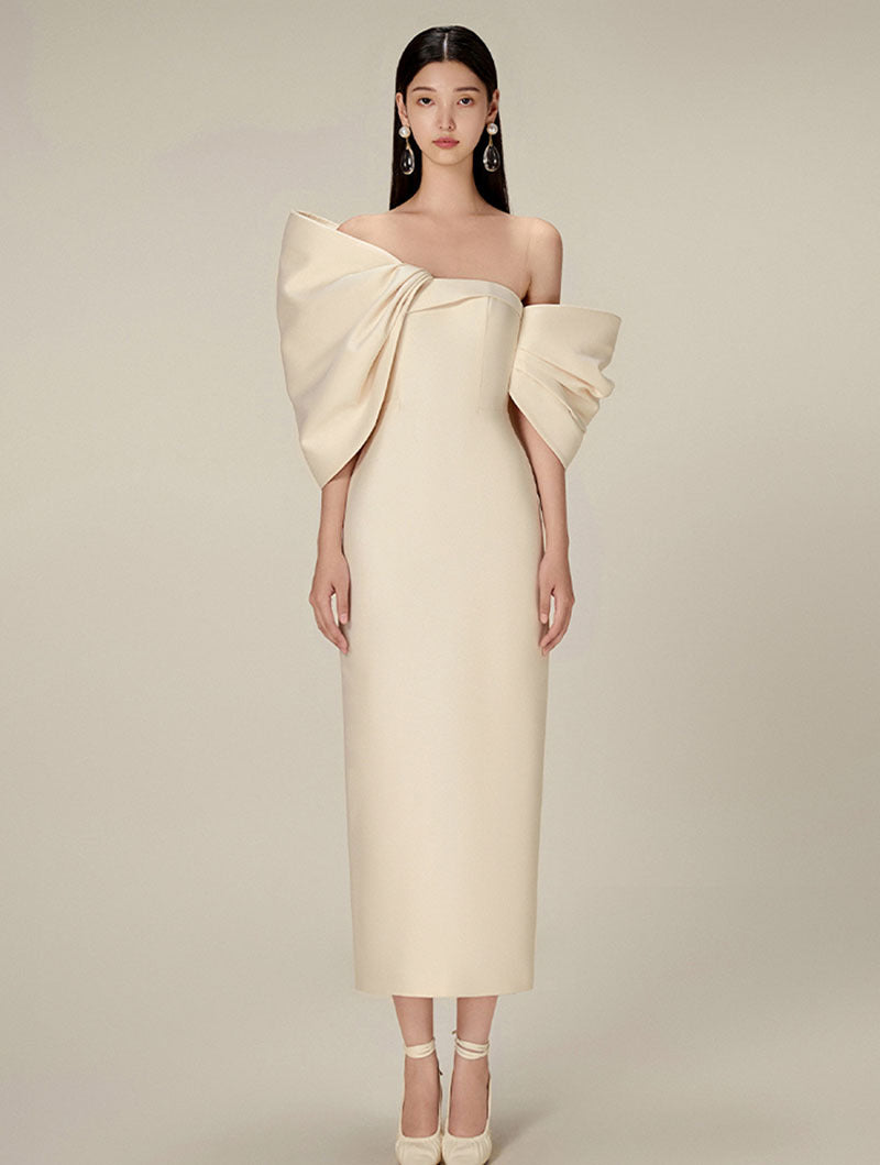 A niche butterfly bow French elegant high waisted dress dress