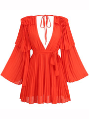 Empire Waist Party Chiffon Dress Draped Vestidos