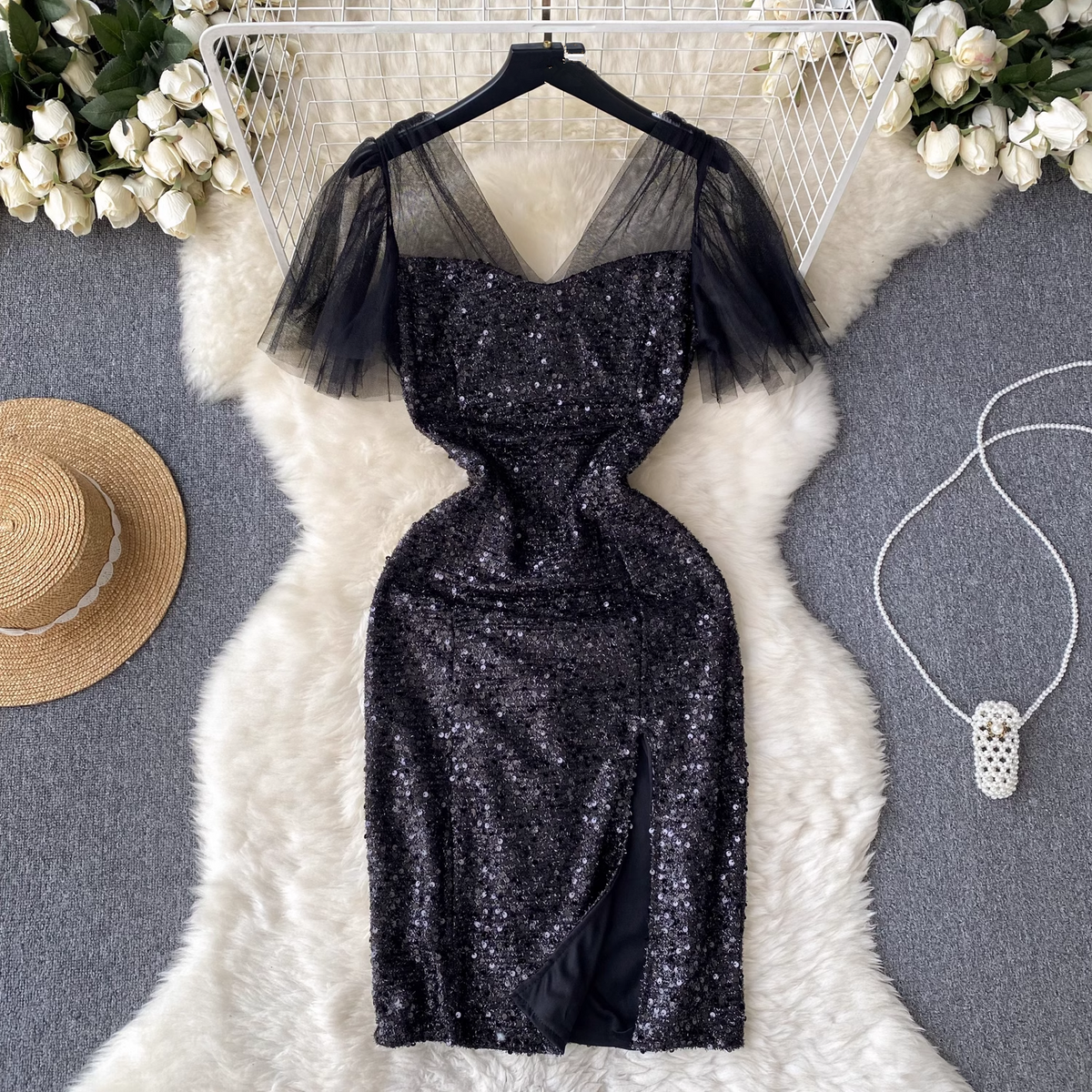 Black Sequins Dress