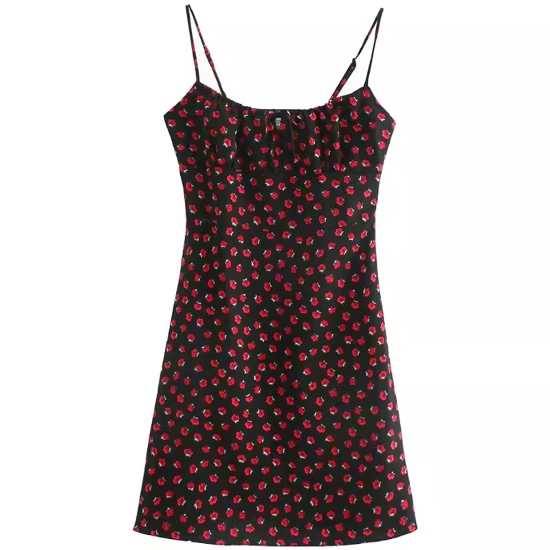 Retro rose suspender dress