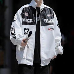 Chaqueta de PU de carreras americana