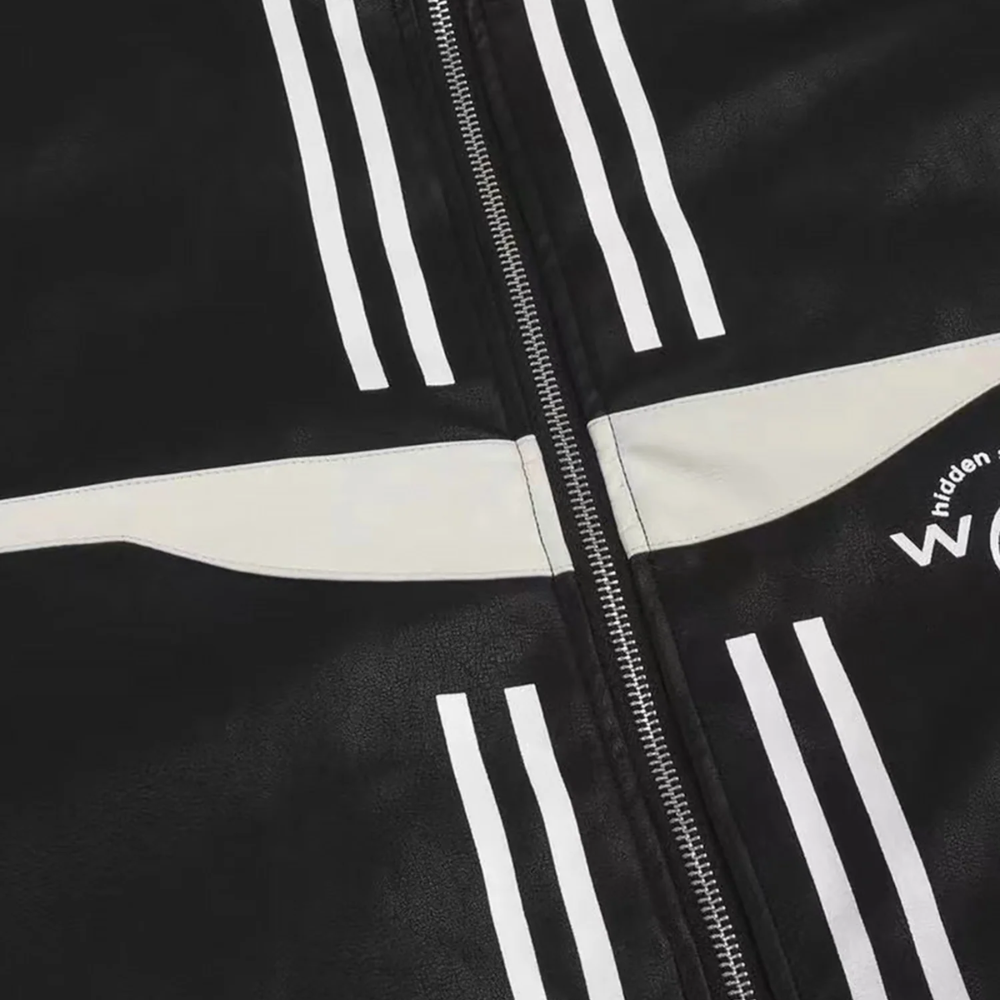 Chaqueta de cuero PU con cuello alto