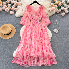 Women's summer floral chiffon dress