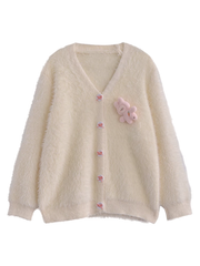 New white sweater cardigan autumn and winter coat