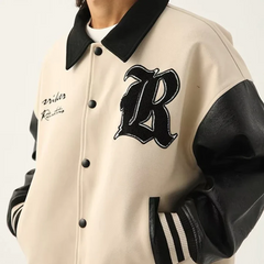 Chaqueta japonesa con bordados y empalmes sueltos