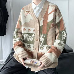 Niedliche lässige Strickjacke mit Tiermuster