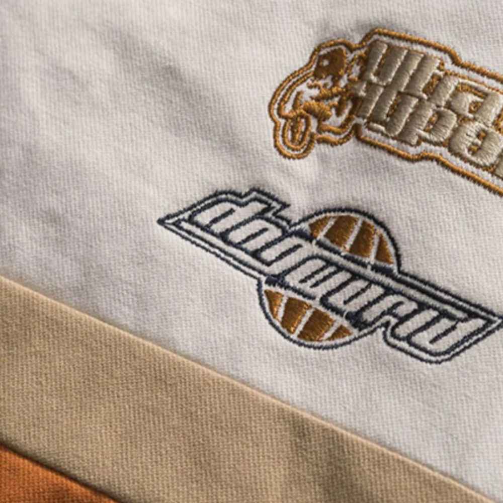 Chaqueta de moto con bordado de letras