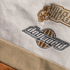 Chaqueta de moto con bordado de letras