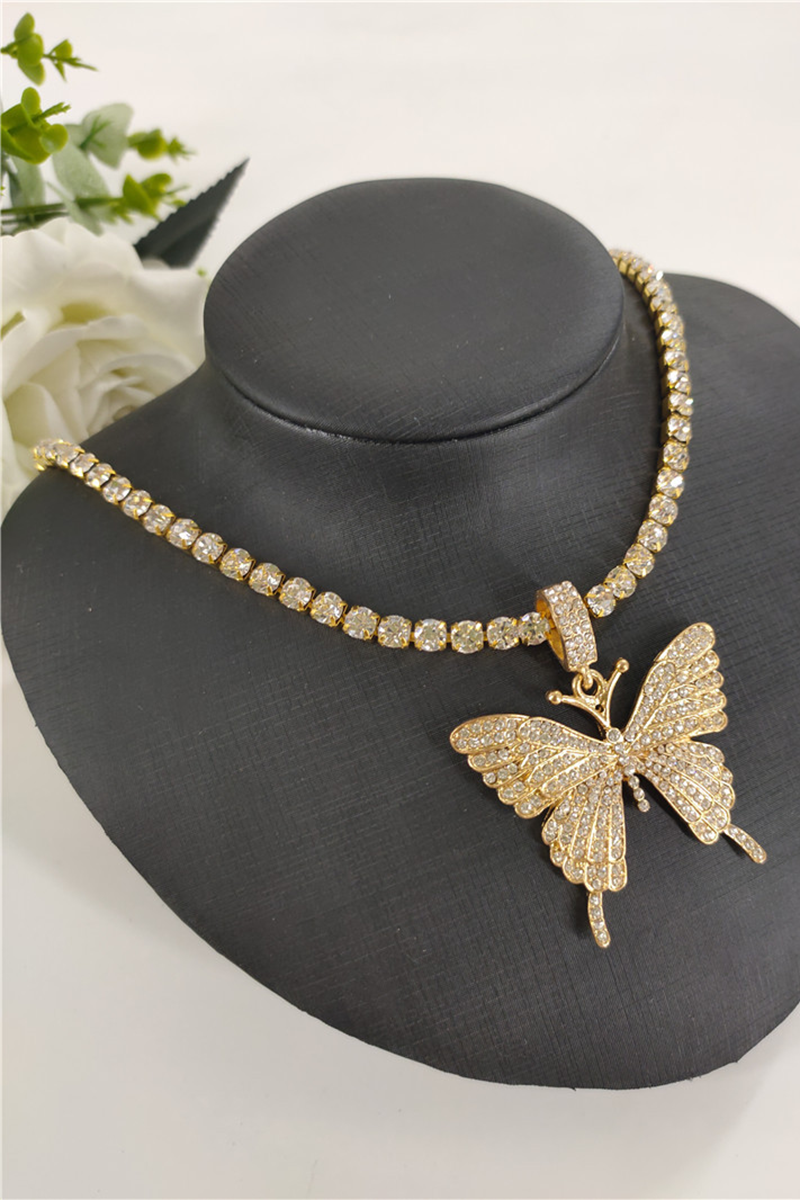 Butterfly - Shaped Sparkling Rhinestone Necklace