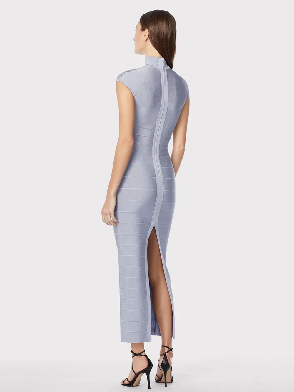 Sleeveless Stand Collar Hollow Bodycon Celebrity Party Club Maxi Dress