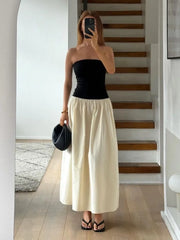 contrasting color strapless sleeveless dress