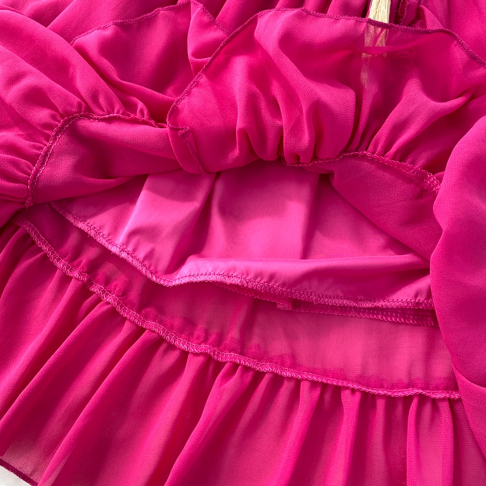 off-the-shoulder waistline slimming A-line dress with ruffles