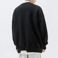 Japanese Contrast Color Fake Two Pieces Sweater