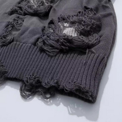 Street Solid Color Ripped Sweater