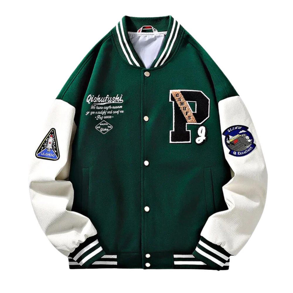 Chaqueta vintage de lana con bordado de toalla