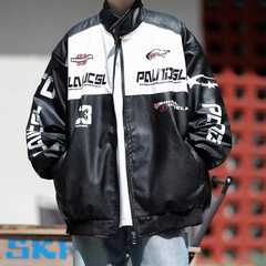 Chaqueta de PU de carreras americana