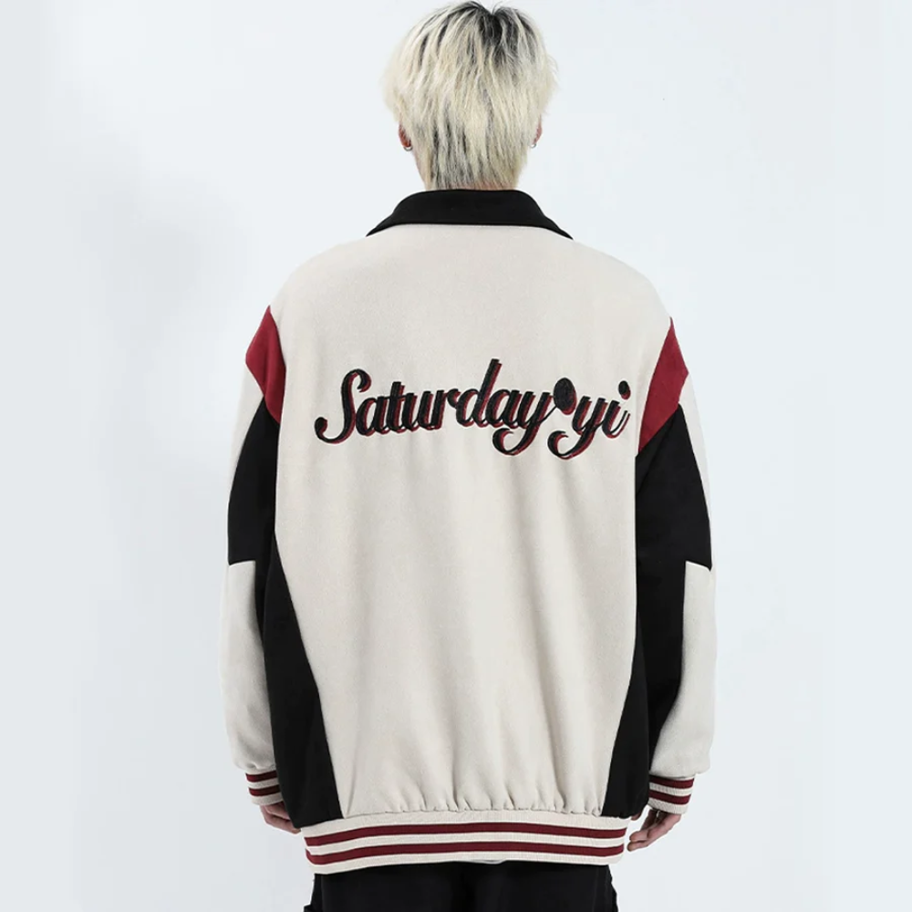 Chaqueta de ante japonés con costuras en colores contrastantes