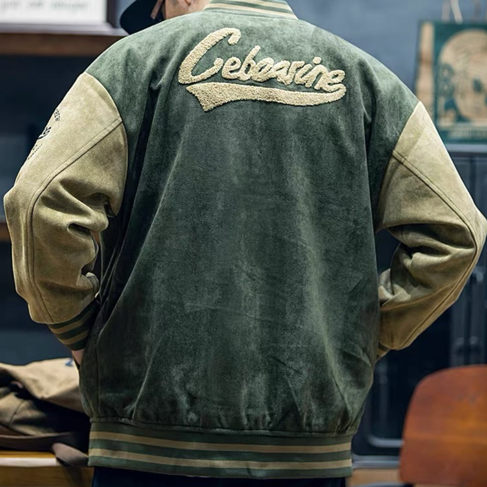 Chaqueta de béisbol de terciopelo de piel de ciervo