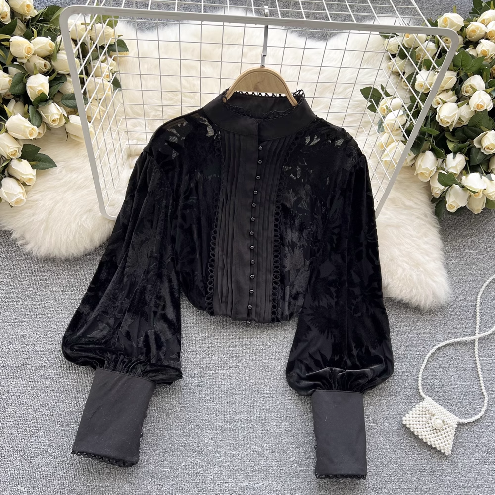 Women's Puff Sleeve Lace Blouses