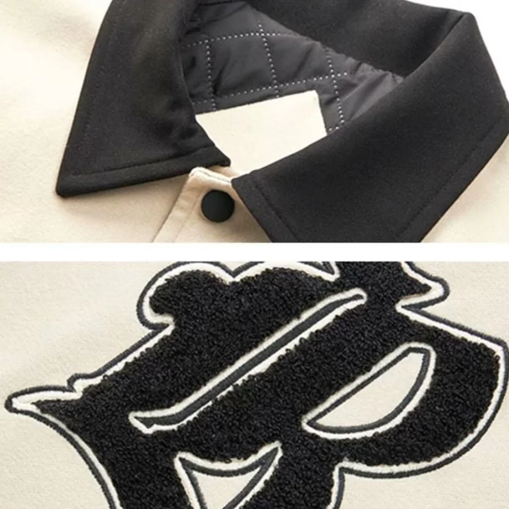 Chaqueta japonesa con bordados y empalmes sueltos
