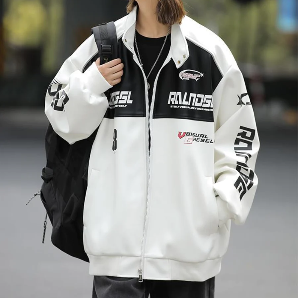 Chaqueta acolchada con letras de motociclista de High Street