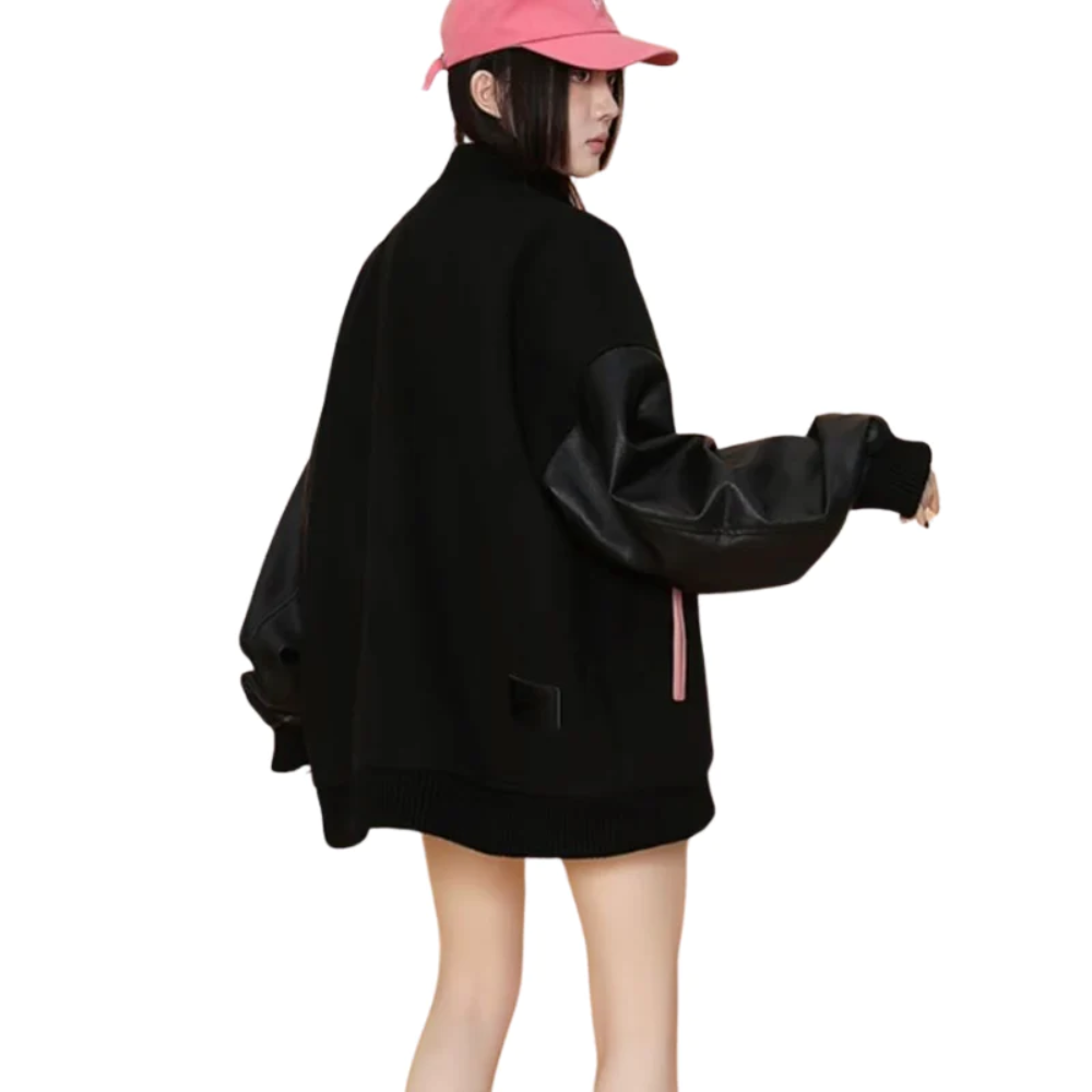 Chaqueta de béisbol con bordados de cruz estilo hip hop vintage