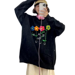 Süßes Sweatshirt mit 3D Blumen Buchstaben