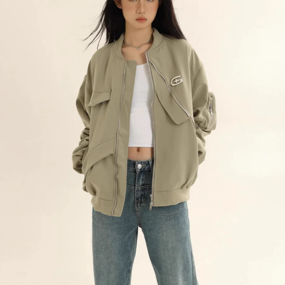 Chaqueta vintage con bolsillos irregulares