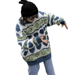 Jacquardpullover mit Patchwork-Herzen