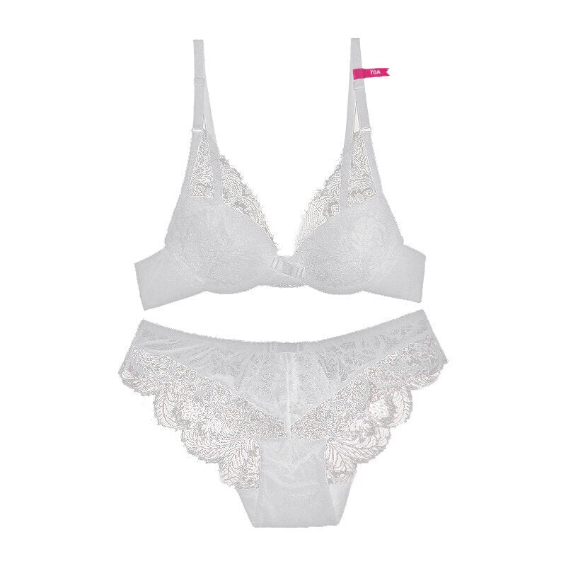 Gauze Embroidery Ultra-thin Bra And Panties Set