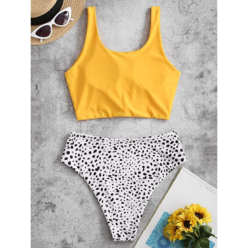 Women's Scoop Neck Two Pieces Tankini Set