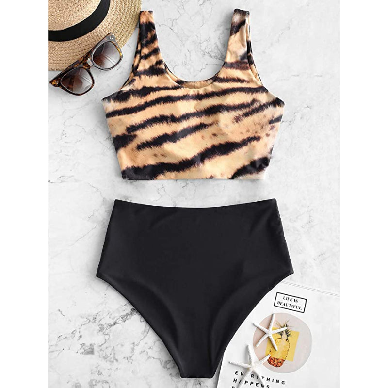 Women's Scoop Neck Two Pieces Tankini Set