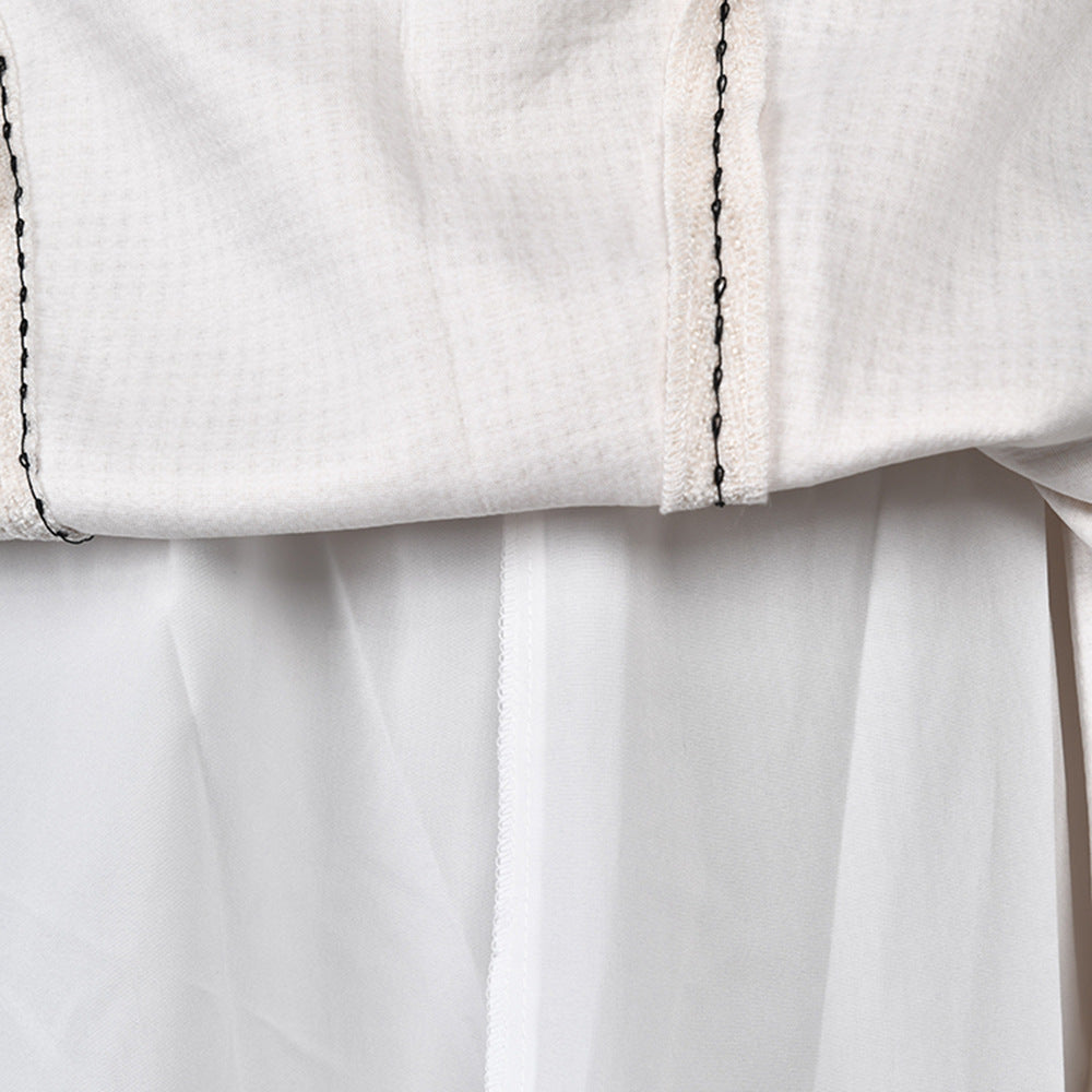 French high-end three-dimensional voluminous waist cinched long skirt with striped temperament slimming sleeveless dress