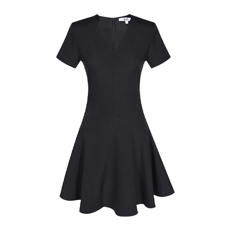 Autumn Dress Women Sexy Black Flounce Dress Short Sleeve Elegant Celebrity Mini Party Dress