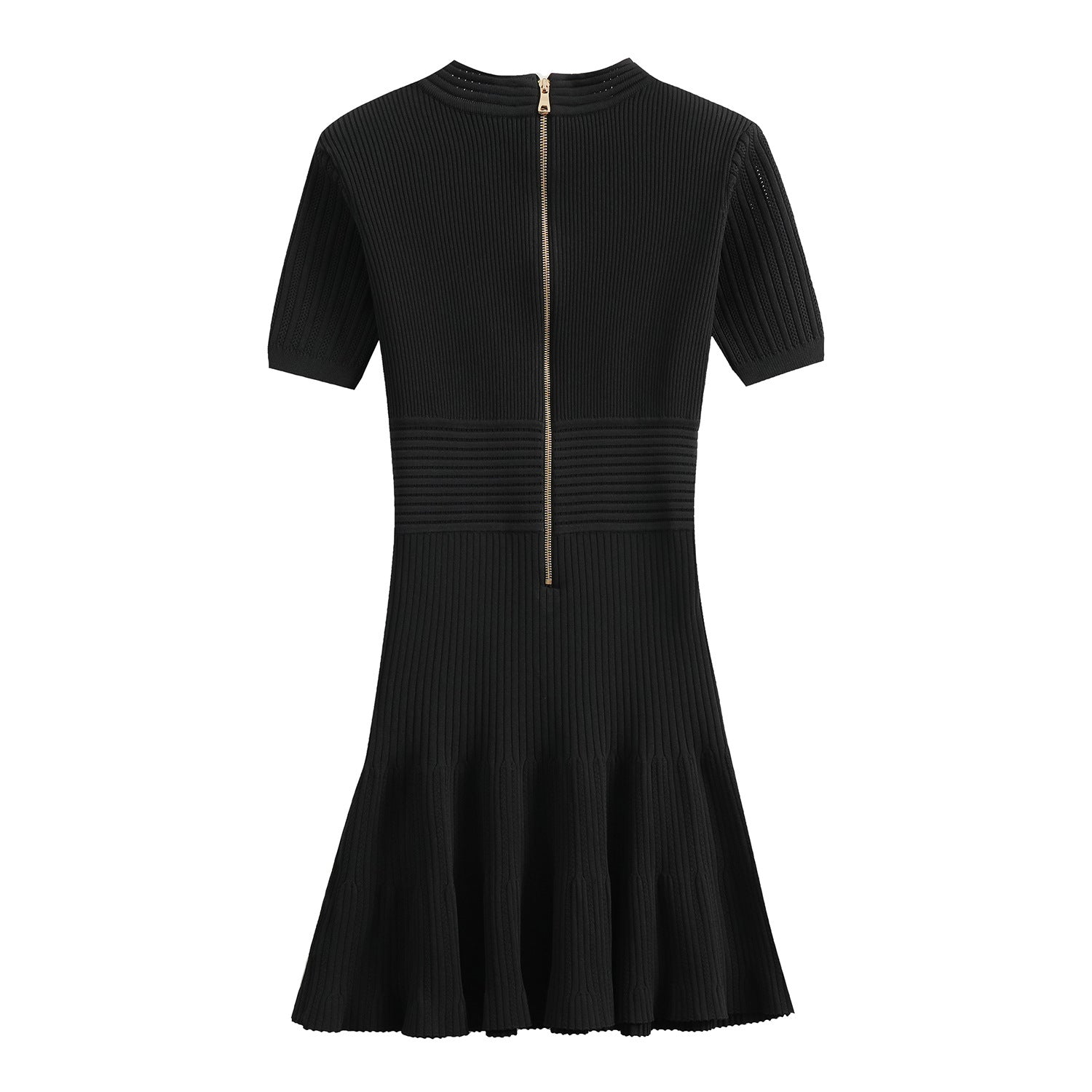 V-neck waist cinched knitted dress for children with a high-end feel, zipper slimming, hip hugging fishtail skirt