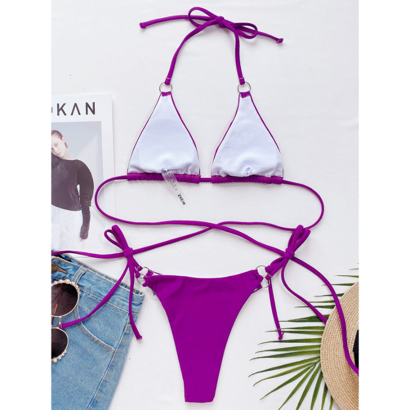 Conjunto de bikini cruzado para mujer