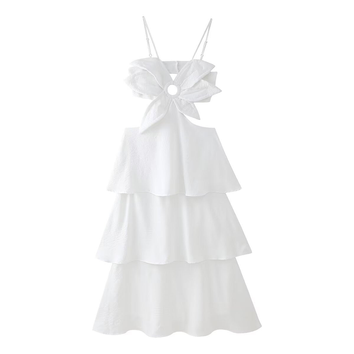 three-dimensional flower layered sexy loose casual suspender dress
