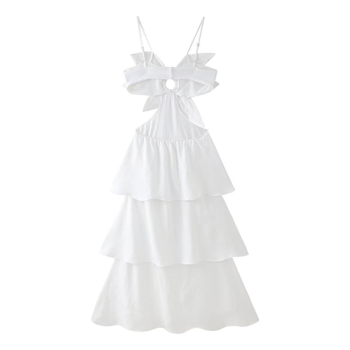 three-dimensional flower layered sexy loose casual suspender dress