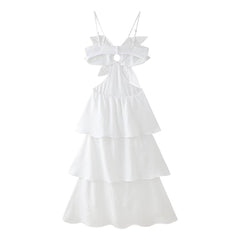 three-dimensional flower layered sexy loose casual suspender dress